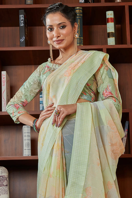 Mint Green Georgette Saree