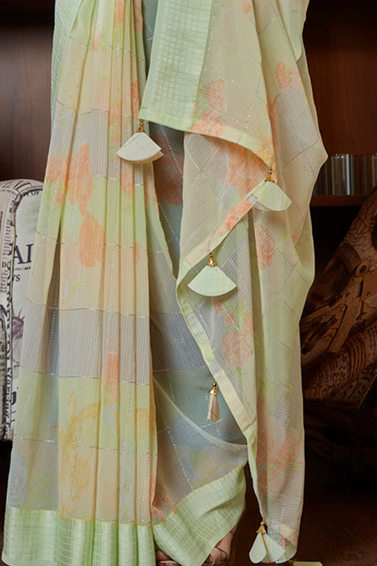 Mint Green Georgette Saree