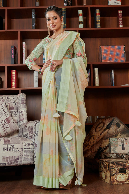 Mint Green Georgette Saree