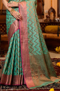 Pine Green Silk Saree