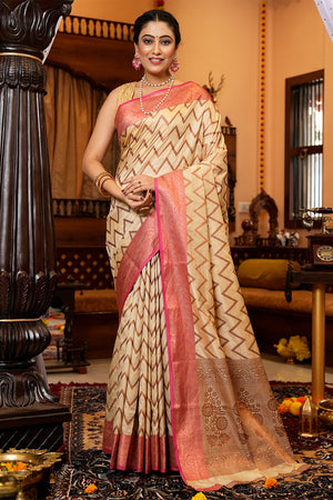 Buttermilk Beige Silk Saree