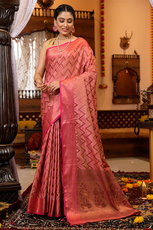 Rose Pink Silk Saree
