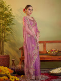 Pink Ethnic Motifs Embroidered Zari Work Tissue Saree
