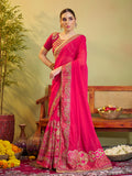 Pink Embroidered Work Designer Silk Saree