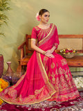 Pink Embroidered Work Designer Silk Saree