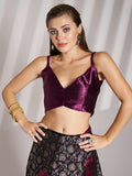 Wine Shimmer Fancy Saree With Blouse Piece