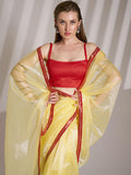 Yellow Twill Net Solid Saree With Blouse Piece