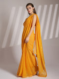 Yellow Bandhani Pure Georgette Bandhani Saree