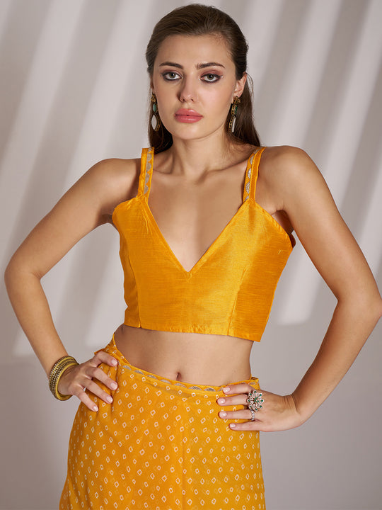 Yellow Bandhani Pure Georgette Bandhani Saree