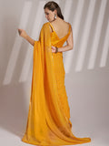 Yellow Bandhani Pure Georgette Bandhani Saree