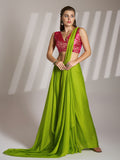 Green Pure Chiffon Designer Saree