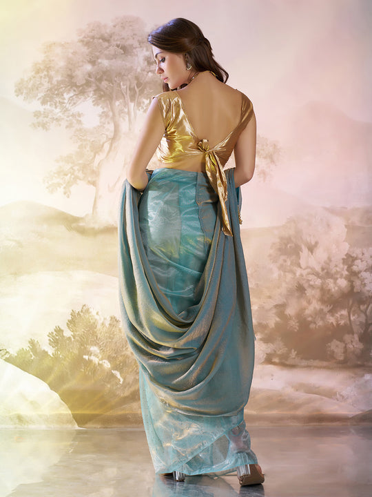 Grey Organza Cocktail Saree With Blouse Piece