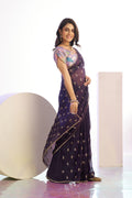 Crunchy Embroidered Work Saree With Printed Blouse Piece