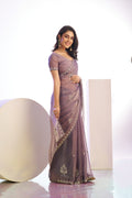 Mos Embroidered Work Saree With Embroidered Work Blouse Piece