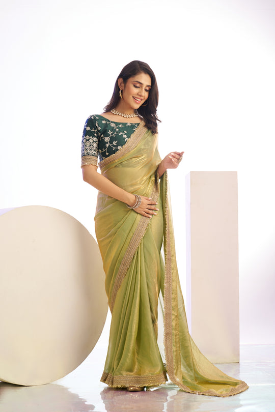 Satin Silk Lace Border With Embroidered Blouse Piece