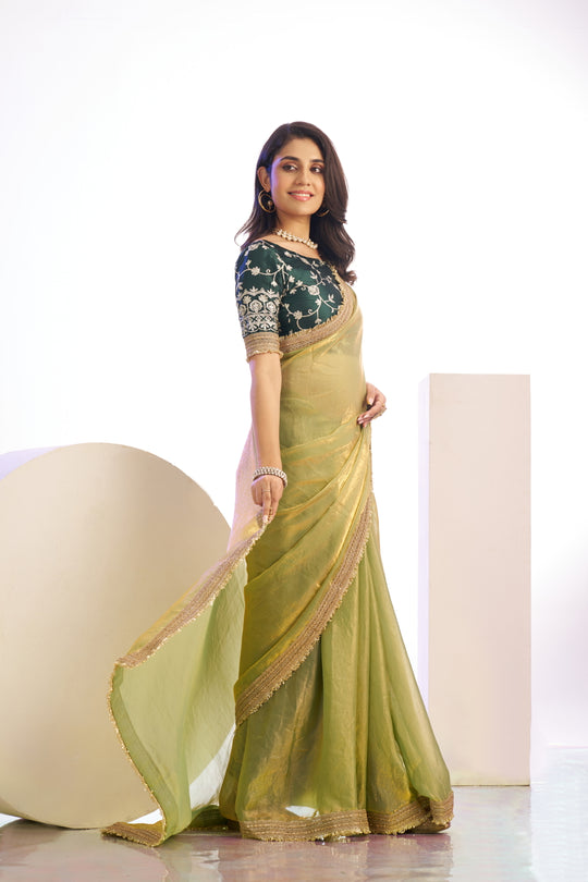 Satin Silk Lace Border With Embroidered Blouse Piece