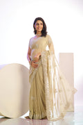 Jimmy Chu Tissue Embroidered Work Saree With Embroidered Blouse Piece