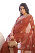 Jimmy Chu Tissue Embroidered Work Saree With Embroidered Blouse Piece