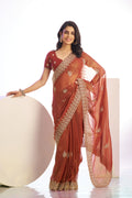 Jimmy Chu Tissue Embroidered Work Saree With Embroidered Blouse Piece