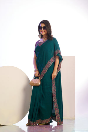 Vichitra Crunchy Sequins Embroidered Work With Blouse Piece