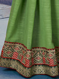 Green Georgette Ready To Wear Saree With Blouse Piece