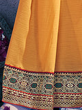 Yellow Georgette Ready To Wear Saree With Blouse Piece