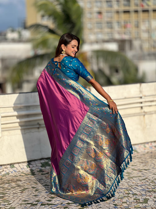 Purple Soft Silk Saree With Blouse Piece