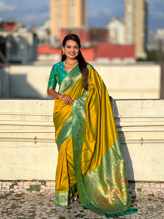 Yellow Soft Silk Saree With Blouse Piece
