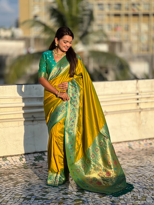 Yellow Soft Silk Saree With Blouse Piece