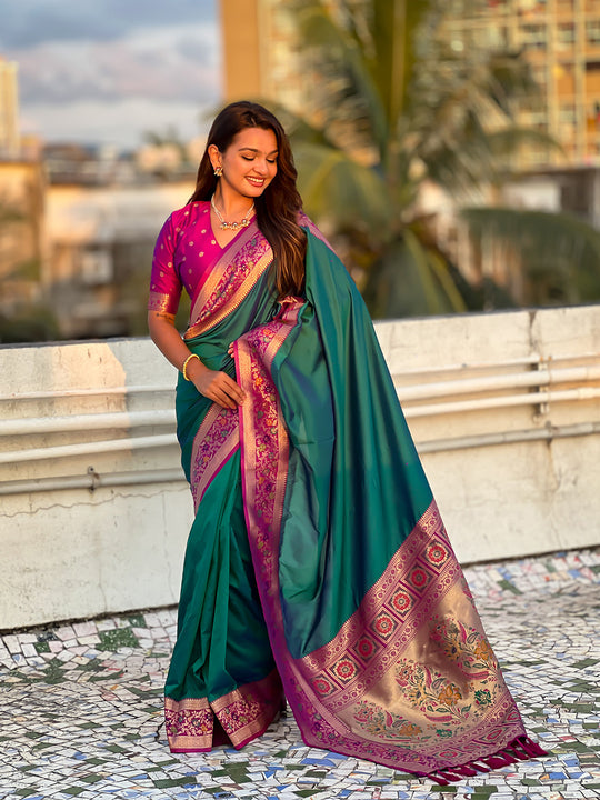 Green Soft Silk Saree With Blouse Piece