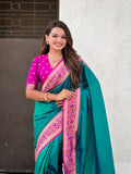 Green Soft Silk Saree With Blouse Piece