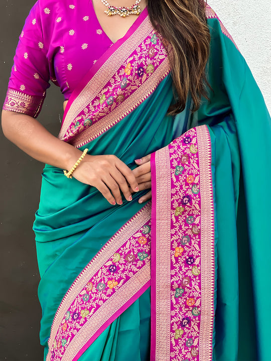 Green Soft Silk Saree With Blouse Piece