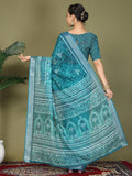 Sea Green Cotton Saree With Blouse Piece