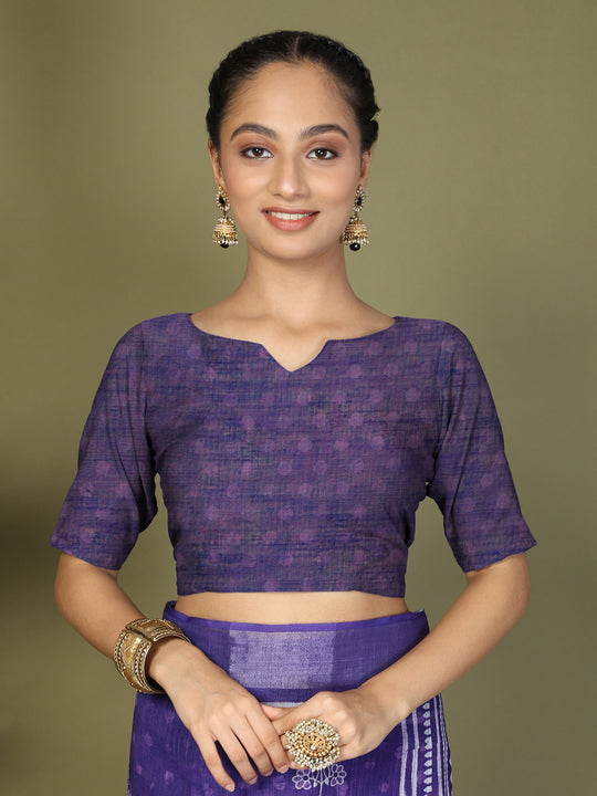 Violet Cotton Saree With Blouse Piece