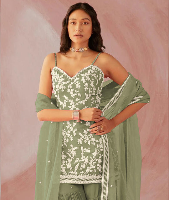 Sage Green Georgette Salwar Suit