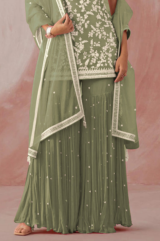 Sage Green Georgette Salwar Suit