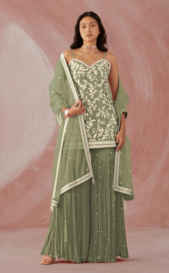 Sage Green Georgette Salwar Suit