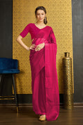 Magenta Organza Ready To Wear Saree With Blouse Piece