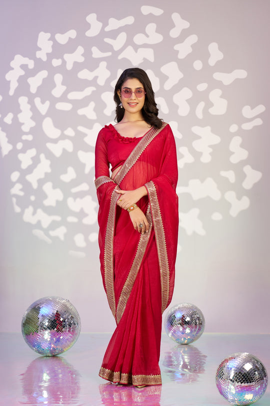 Ready To Wear Crunchy Embroidered Lace Border With Embroidered Blouse Piece