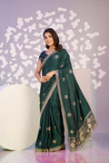 Ready To Wear Fancy Crepe Embroidered Saree With Embroidered Blouse Piece