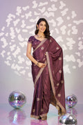Ready To Wear Fancy Crepe Embroidered Saree With Embroidered Blouse Piece