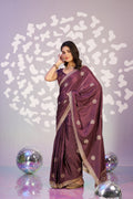 Ready To Wear Fancy Crepe Embroidered Saree With Embroidered Blouse Piece