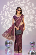 Ready To Wear Fancy Crepe Embroidered Saree With Embroidered Blouse Piece