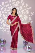 Ready To Wear Fancy Crepe Embroidered Saree With Embroidered Blouse Piece