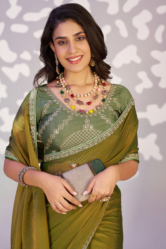 Ready To Wear Mos Embroidered Lace Border With Embroidered Work Blouse Piece