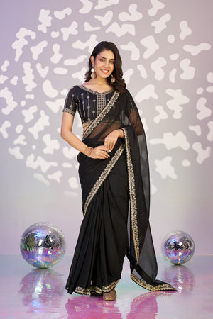 Ready To Wear Simmer Embroidered Lace Border With Embroidered Sequins Blouse Piece