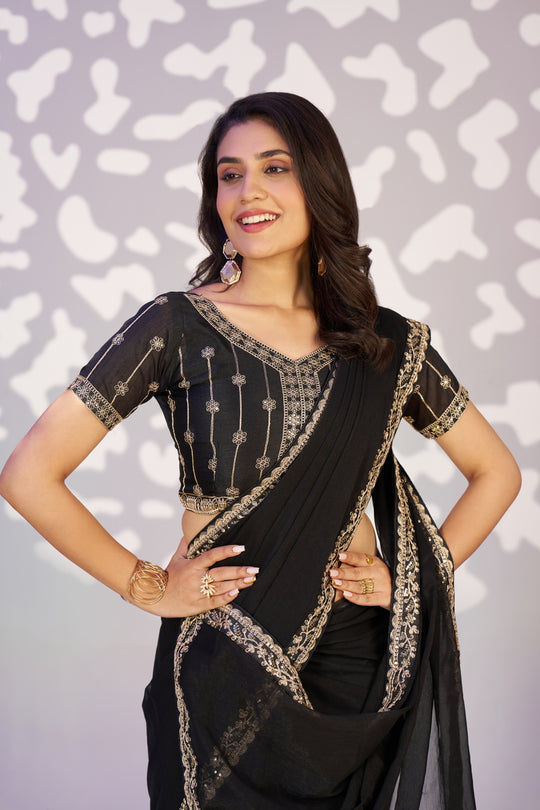 Ready To Wear Simmer Embroidered Lace Border With Embroidered Sequins Blouse Piece