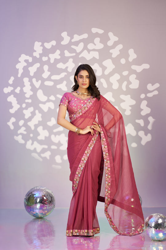 Ready To Wear Simmer Embroidered Lace Border With Embroidered Sequins Blouse Piece