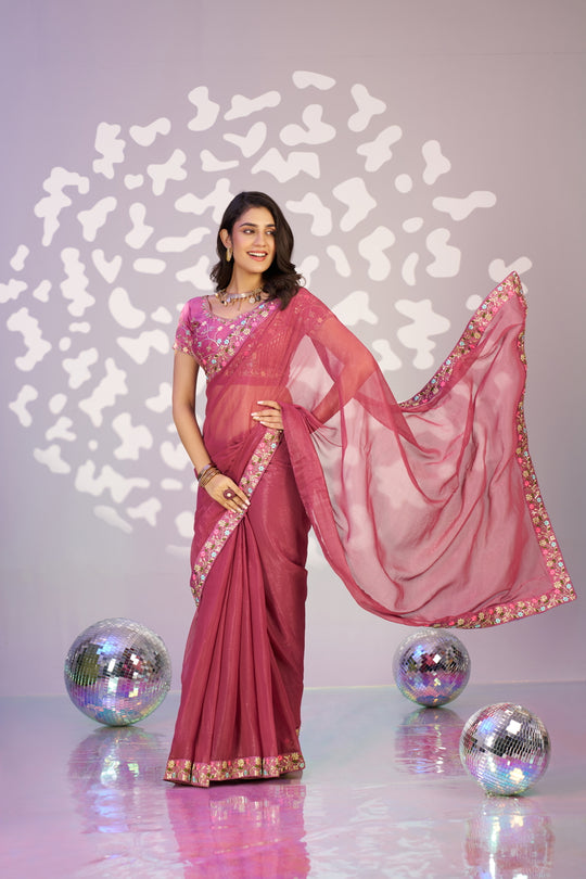 Ready To Wear Simmer Embroidered Lace Border With Embroidered Sequins Blouse Piece