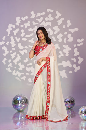 Ready To Wear Simmer Embroidered Lace Border With Embroidered Sequins Blouse Piece